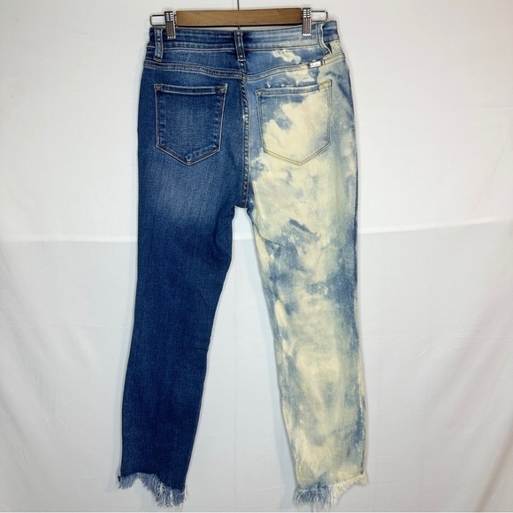 KanCan Split Bleach Dye Distressed Raw Hem Denim Jeans Women’s Size 9 / 28 - Picture 5 of 12